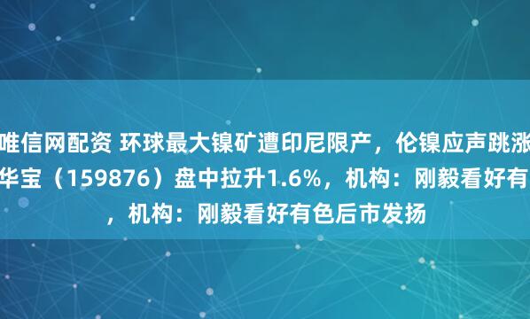 唯信网配资 环球最大镍矿遭印尼限产，伦镍应声跳涨！有色ETF华宝（159876）盘中拉升1.6%，机构：刚毅看好有色后市发扬