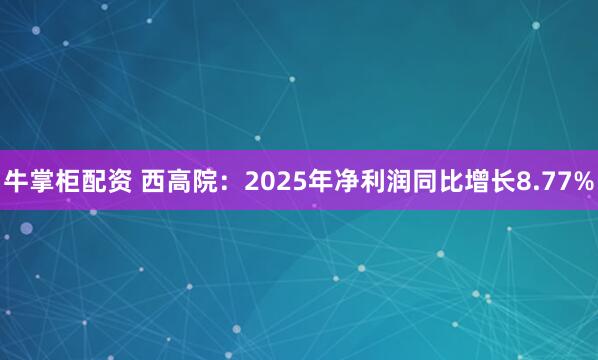牛掌柜配资 西高院：2025年净利润同比增长8.77%