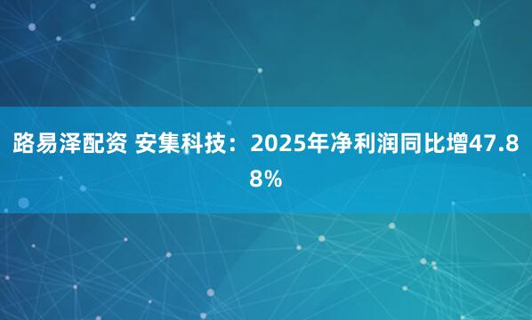 路易泽配资 安集科技：2025年净利润同比增47.88%