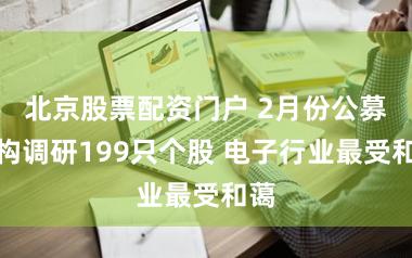 北京股票配资门户 2月份公募机构调研199只个股 电子行业最受和蔼