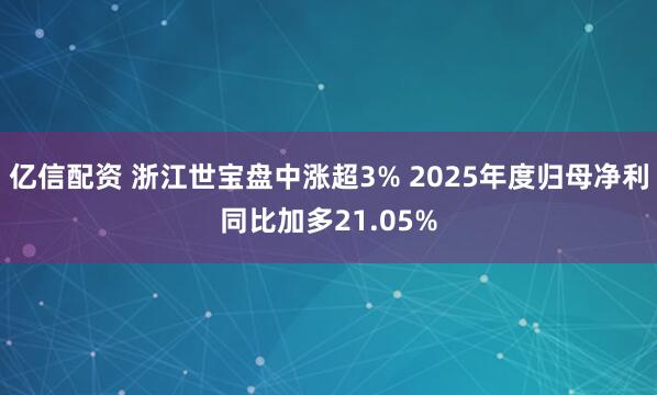 亿信配资 浙江世宝盘中涨超3% 2025年度归母净利同比加多21.05%